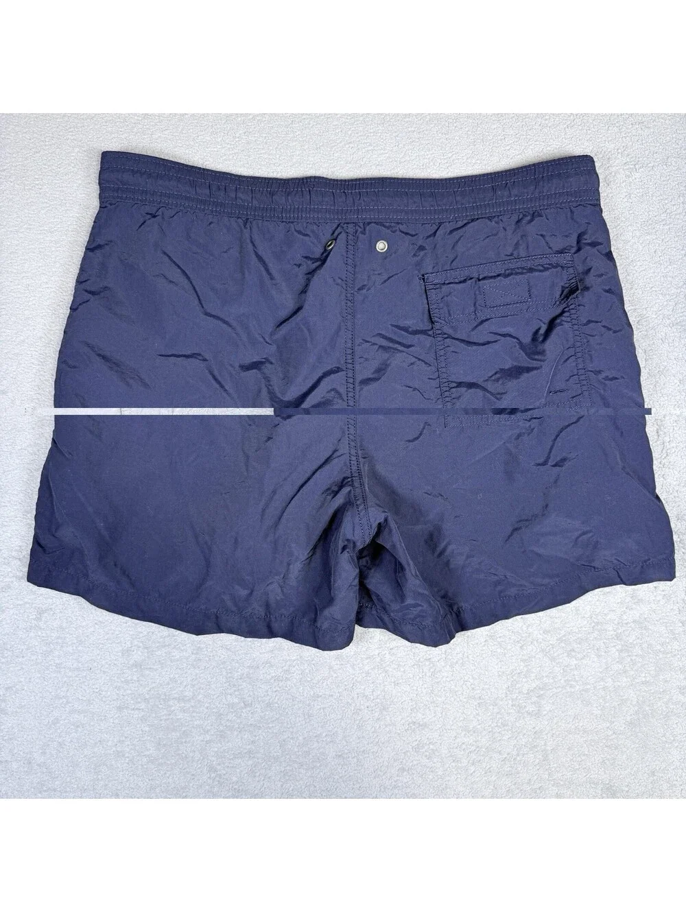 Polo Ralph Lauren Swim Trunks Mens Medium Navy Blue Yellow Pony Mesh Lined